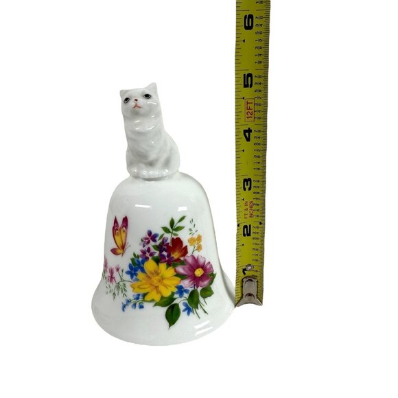 Vintage Cat Bell Kitten Flowers Butterfly Grandmacore Cottagecore 5" - Picture 7 of 8